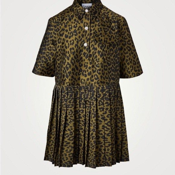 Ganni Leopard Print Dress Size 38 - Picture 1 of 6